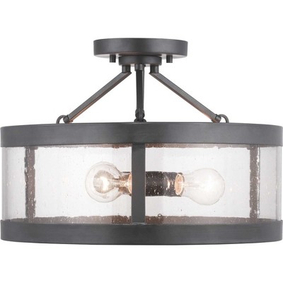 Graphite Seeded Glass 3-Light Farmhouse Ceiling Fixture