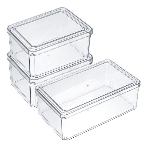 Unique Bargains Refrigerator Plastic Food Storage Containers Set-Clear 3 Pcs
