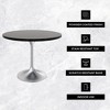 LeisureMod Verve 36" Round Dining Table - MDF Wood Top with Brushed Chrome Pedestal Base Accent Table for Contemporary Dining and Kitchen Room - 4 of 4
