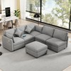 85.4" U-Shaped Modular Sectional Sofa Bed with Movable Ottoman & Built-in USB Ports, Free combination - 2 of 4