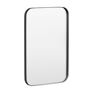Tempered Glass Rounded Rectangle Framed Wall-Mounted Bathroom Vanity Mirror - 1 of 3