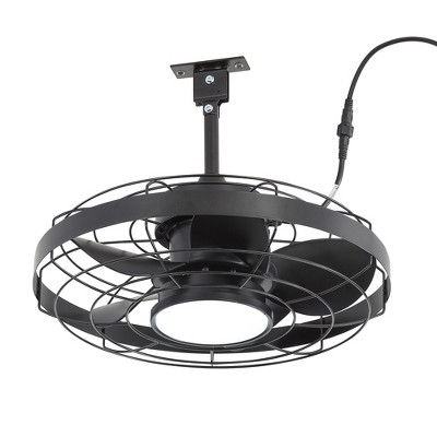 Airsurfer 20" Dimmable Ceiling Fan with 3 Colors LED Light,Waterproof Ceiling Fan with 6 Speeds DC Motor,6"/10" Downrods,Remote Control Included,Black