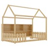 CAVINAS Twin Size Wood Montessori Bed with LED Light and Storage Bookshelf,House Floor Bed Frame with Guardrails,Toddler Bed for Bedroom - 2 of 4