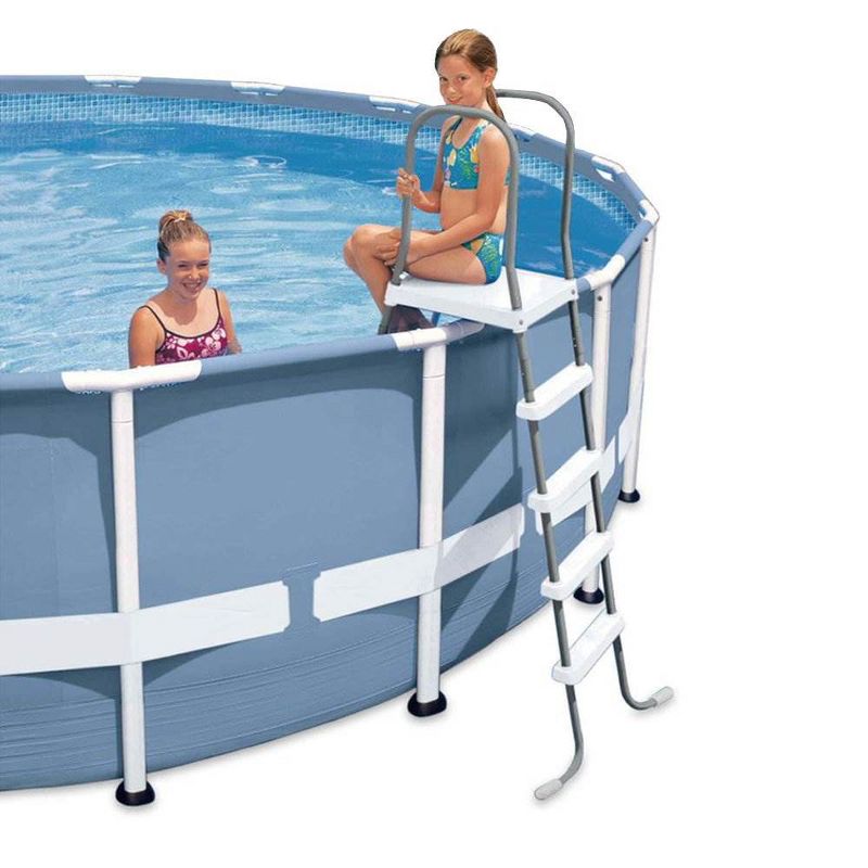 Intex Steel Frame Above Ground Pool Ladder + Protective Swimming Pool Ladder Mat, 3 of 7