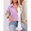 BLUEMING Womens Button Down Shirts Dressy Casual Work Shacket Collared Neck Long Sleeve Oversized Blouses - 2 of 4