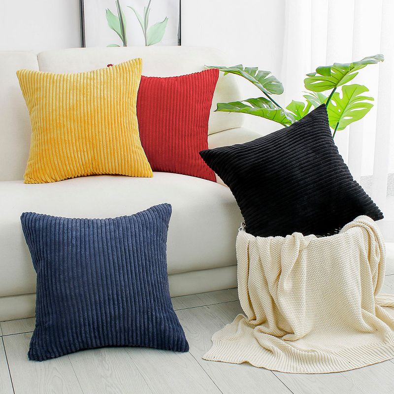 PiccoCasa Soft Corduroy Striped Cushion Decorative Throw Pillowcase 2 Pcs, 5 of 8