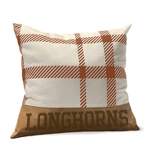 NCAA Texas Longhorns Farmhouse Plaid Faux Leather Throw Pillow