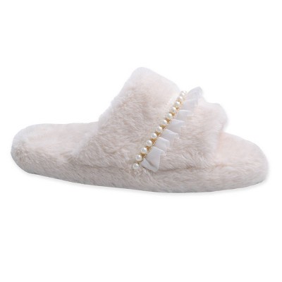 Adult Slippers Beige Ruffle - Bullseye's Playground™