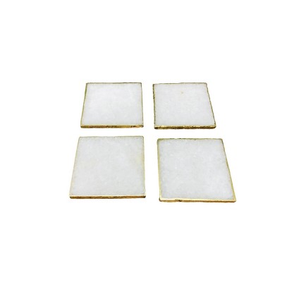 VIP Stone 4 in. White Agate Coasters Set of 4