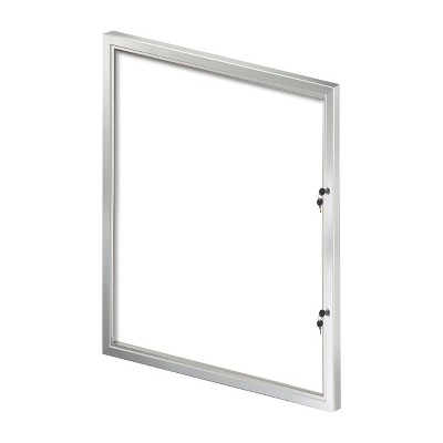 Large Silver Aluminum Enclosed Magnetic Bulletin Board with Lock & Key