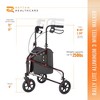 Rhythm Healthcare Rally Lite Aluminum 3-Wheel Folding Walker with Tote, Red - 3 of 4