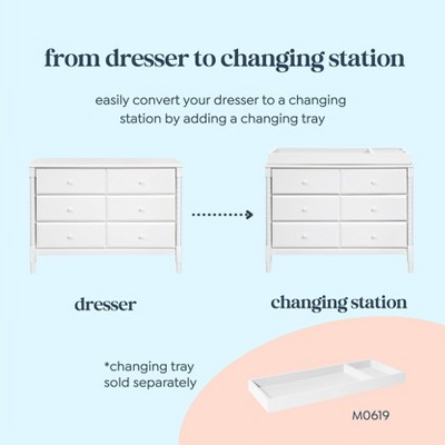 White Spindle 6-Drawer Nursery Dresser