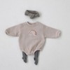 MyKIds-USA Baby 1pcs Rainbow Embroidery Pattern Solid Color Long Sleeves Soft Bodysuit - 2 of 4