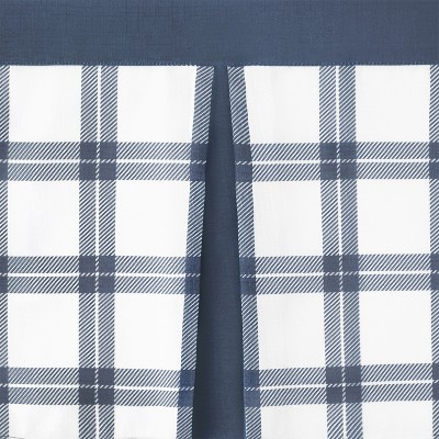 Blue and White Plaid Polyester Kitchen Curtain Tier & Valance Set