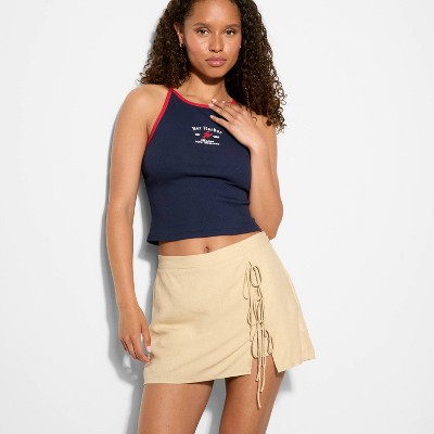 Women's Linen Side-Tie Wrap Skort - Wild Fable™