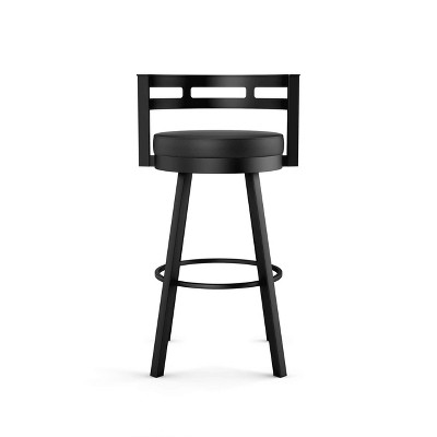 Black Faux Leather Swivel Counter Stool with Metal Frame