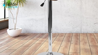Rustic Pine Round Adjustable Height Wood and Chrome Table