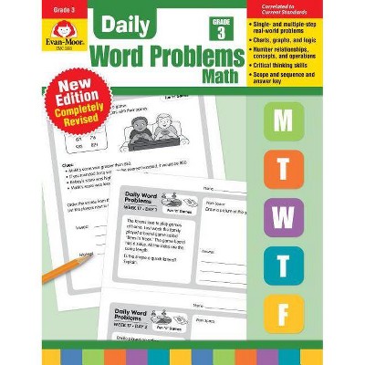 Daily Word Problems, Grade 3 - by  Evan-Moor (Paperback)