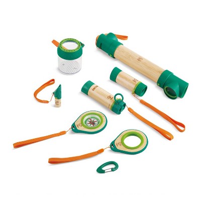 Hape E5581 8 in 1 Nature Fun Kids Plastic Explorer Kit for Ages 4 Years & Up with Working Flashlight, Telescope, Compass, Periscope, and Specimen Jar