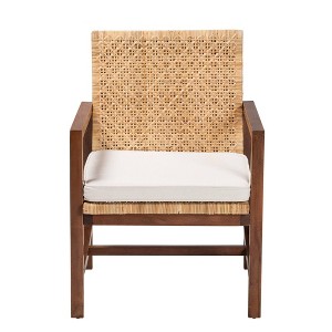 bali & pari Lovina Rattan and Acacia Wood Arm Chair Light Honey/Light Brown - 1 of 4