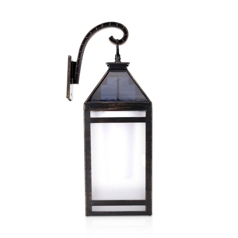 Solar Portable Hanging Outdoor Lantern with Hanger and Flame/Still Light Black - Techko Maid, 4 of 12