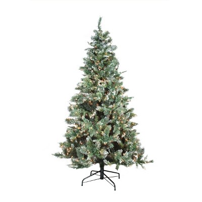 Northlight 7.5' Pre-lit Snow Mountain Pine Artificial Christmas Tree - Clear Lights