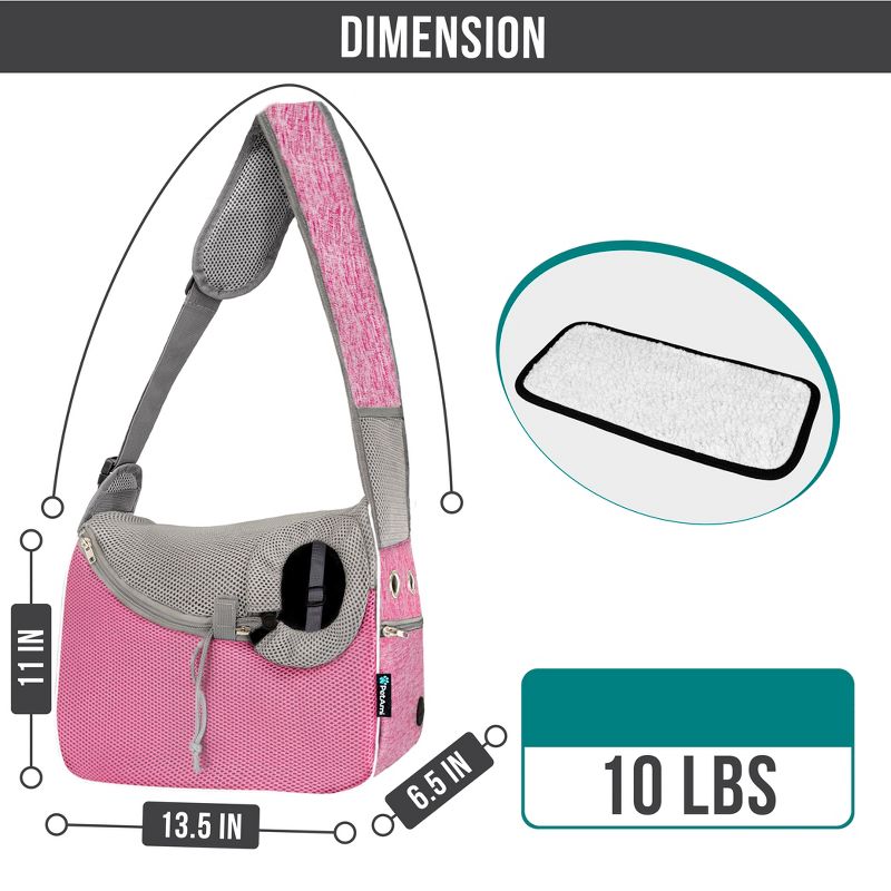 PetAmi Small Dog Sling Carrier, Soft Crossbody Puppy Carrying Purse, Adjustable Breathable Travel Pet Cat Pouch to Wear for Traveling, 2 of 8