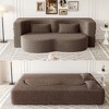 Whisen 3-In-1 Full Size Folding Sofa Bed & 2-Seat Floor Sofa & Chaise Lounge, Teddy Upholstery with 2 Pillows, No Assembly - 3 of 4