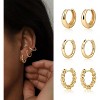 Gold Chunky Hoop Earrings Set for Women, 14K Gold Plated Twisted Huggie Hoop Earring Thick Open Lightweight Chunky Hoop - 3 of 4
