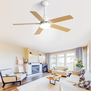 SKRAN 42"Ceiling Fan, 5 Dual Finish Blades, Reversible DC Motor, Remote Control, LED Light, Tri Mounting Options for bed Room,living room,White - 1 of 4