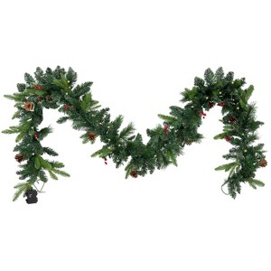 Sunnydaze 9' Indoor or Outdoor PVC Christmas Garland with Pinecones and Berries - Traditional - 1 of 4