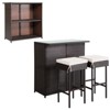 Tangkula 3PCS Patio Wicker Rattan Bar Set Table w/2 White Cushioned Stools - 3 of 4