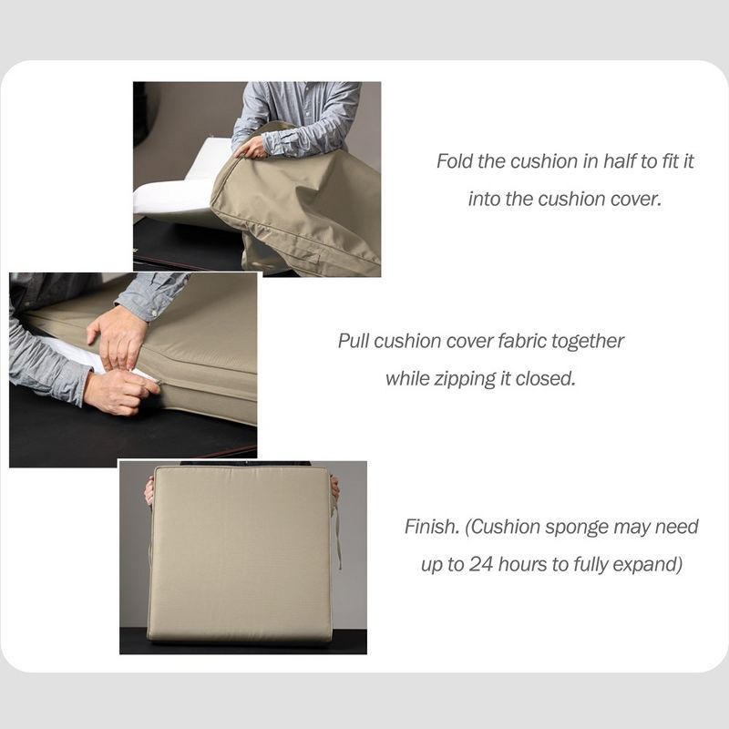 Aoodor Outdoor Chair Cushion 24''x24''（23''x26'', 21''x21'', 25''x25''）Soft, Fade-resistant Polyester, Removable Cover with Hidden Zipper, Adaptable Secure Ties, Set of 2 Available sizes suit your patio, garden, or terrace, 5 of 6