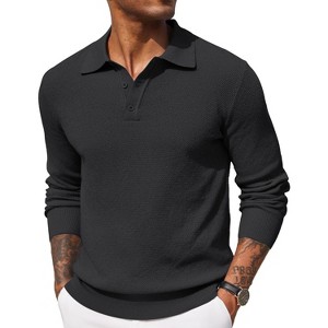 COOFANDY Mens Knit Polo Shirts Long Sleeve Casual Polo Sweaters