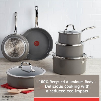 Grey Aluminum Nonstick 10-Piece Cookware Set with Glass Lids