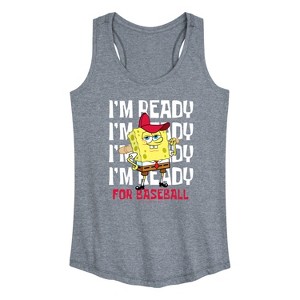 Women's - SpongeBob SquarePants - I'm Ready for Baseball Graphic Racerback Tank - 1 of 4