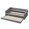 Twin/Full Size Upholstered Tufted Daybed with 2 Storage Drawers/Trundle and Button on Back and Piping on Waved Shape Arms, 4Q -ModernLuxe - 4 of 4