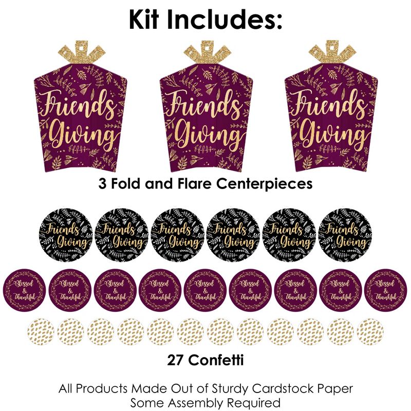 Big Dot of Happiness Elegant Thankful for Friends - Friendsgiving Thanksgiving Party Decor and Confetti - Terrific Table Centerpiece Kit - Set of 30, 3 of 9