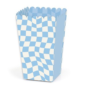 Big Dot of Happiness Blue Checkered Party - Favor Popcorn Treat Boxes - Set of 12 - 1 of 4