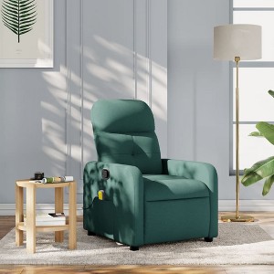 VidaXL Massage Recliner Chair Dark Green Fabric - 1 of 4