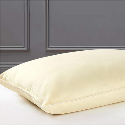 Set of 2 Yellow Organic Kapok Bed Pillows with Cotton Shell