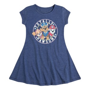 Girls' - Paw Patrol - Chase Skye Marshall Totally Pawsome Fit & Flair Cap Sleeve Dress - 1 of 4