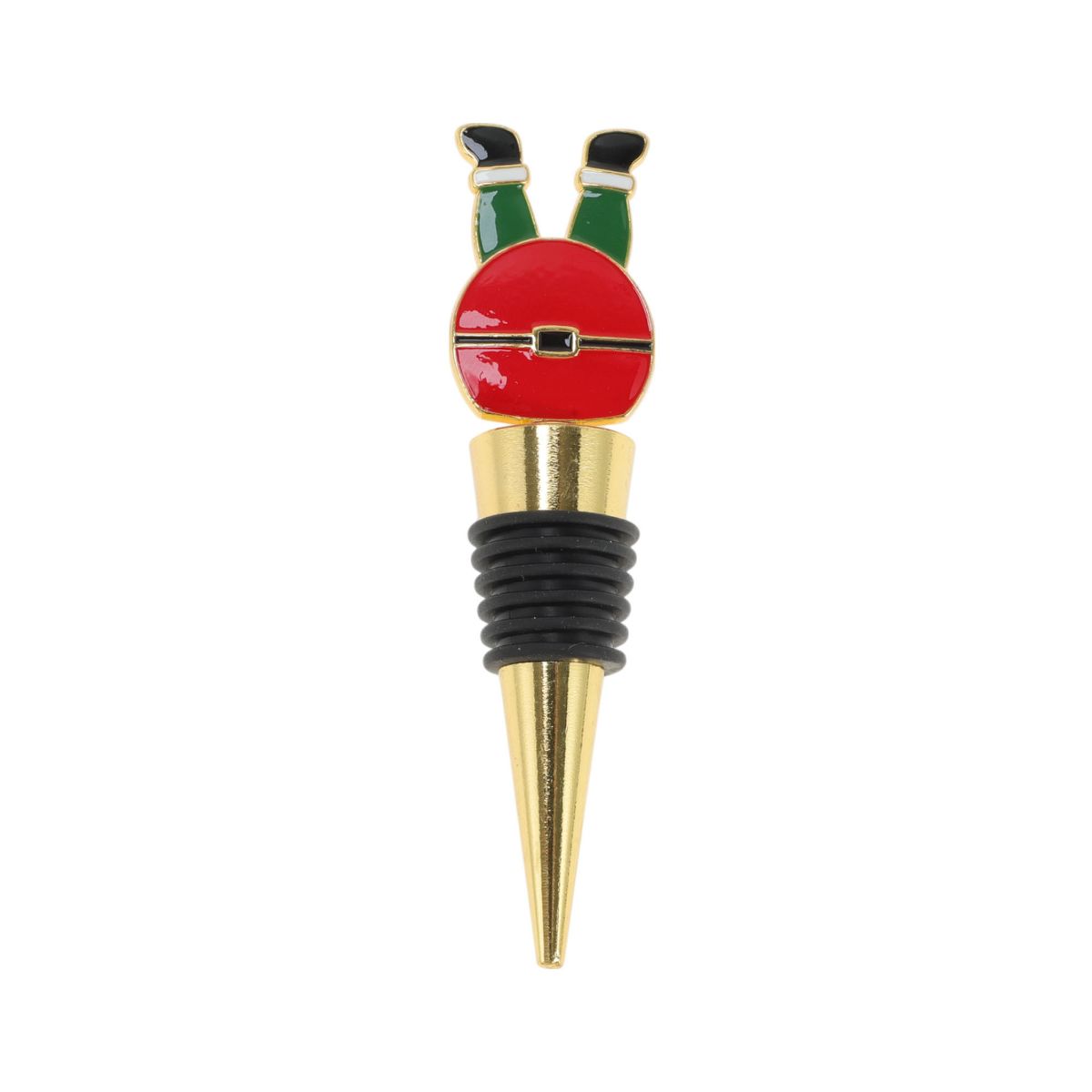 Unique Bargains Santa Claus Bottle Stopper Zinc Alloy PTR Red Green Black Gold Tone 3.94"x0.98"x0.79" 1 Pc