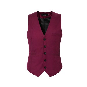 Cloudstyle Mens V-Neck Dress Suit Business Casual Suit Vest Waistcoat 5 Button Slim Fit - 1 of 4