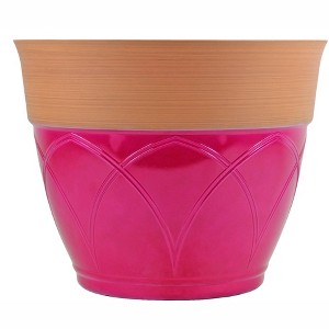 Garden Elements Indoor/Outdoor Colored Rim Large Plastic Planter, 15in - 1 of 4