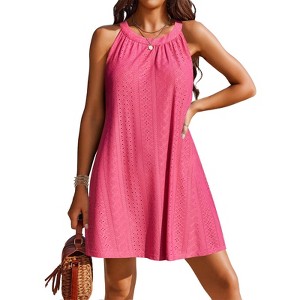 Womens Swimsuit Cover Up Hollow Out Crochet Coverups Sleeveless Beach Dress Tank Bikini Cover Ups - 1 of 4