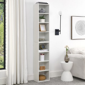 8-Tier Media Tower Rack Bookcase Display Bookshelf, Slim Storage Cabinet With Adjustable Shelves For Home Office, White - 1 of 4