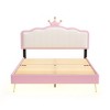 Twin size Upholstered Princess Bed With Crown Headboard, Twin Size Platform Bed with Headboard and Footboard with Light Strips,Golden Metal Legs - 4 of 4