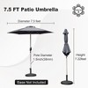 CAVINAS 7.5/9/10 FT Patio Umbrella,Outdoor Umbrella with 8 Sturdy Ribs,Waterproof Market Umbrella with Push Button Tilt and Crank for Garden,Deck - 3 of 4