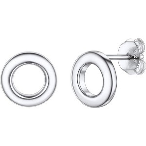 ChicSilver 925 Sterling Silver Earrings Dainty Simple Bar/Circle/Triangle Stud Earrings for Women Silver/Gold Plated/Black - 1 of 4